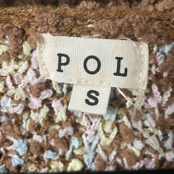 NWOT POL Popcorn Chenille V-Neck Oversized Brown and Pastels Sweater. Size Small - Picture 7 of 7